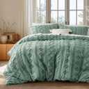 Bedsure Boho Duvet Cover Queen Size, Soft & Comfortable Elegant Design Boho Bedding for Decoration, Machine Washable Comforter Cover for All Seasons,Includes 1 Duvet Cover & 2 Pillow Shams,Sage Green (Queen (90" X 90"))