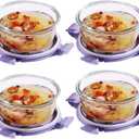 12Oz Round Glass Food Containers With Lids, Small Round Glass Meal Prep Containers,1.5 Cup Clear Food Storage Containers With Lids BPA-Free, Microwave, Dishwasher, Freezer Safe