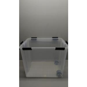 IRIS USA WeatherPro 103 Qt Storage Bins with Lids, 2 Pack, BPA-Free Plastic Gasket Box with Tight Latch and Seal, Stackable Nestable Tote Tub - Clear/Black