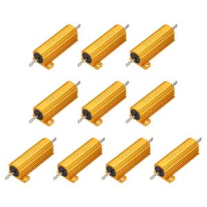 uxcell 10pcs 50W 12 Ohm 5% Aluminum Housing Case Resistor, Wirewound Resistors Screw Tap Chassis Mounted, Gold