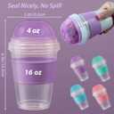 Freshmage 4 Pack 20 oz Yogurt Parfait Cups with Lids, Reusable Overnight Oats Containers with Lids, Folding Spoons and Topping Compartment for Breakfast to Go