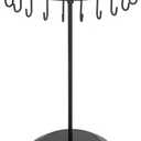 Rotating Necklace Holder Jewelry Organizer Display Stand 14-Inch with 23 Hooks Black, short-black, 8.27*5.9*13.8inch (HS01)
