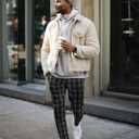 CANGHPGIN Men's Stretch Dress Pants Slim Fit Flat Front Slacks Tapered Casual Pants (L)