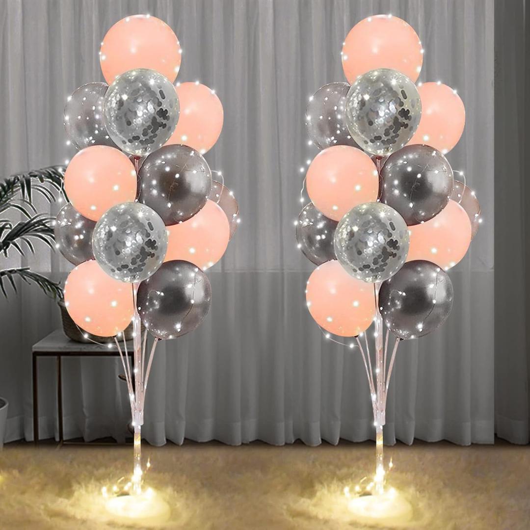 Cicicooie Balloon Stand for Floor with Lights 2 Set Centerpieces Balloon Holder Decoration for Pink Party Decoration Wedding Birthday Women Bachelorette Party