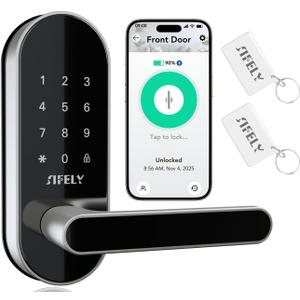Keyless Entry Keypad Smart Door Lock with Handle & Knob  Digital Deadbolt for Front, Bedroom, Office & Interior Doors, App Control for Airbnb, Guests & Kids, Easy DIY Install (No Fingerprint) (Silver)