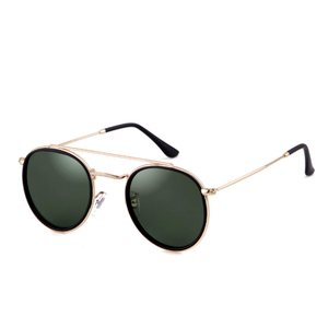 Retro Round Polarized Sunglasses UV400 Double Bridge Circle Sun Glasses PH2227