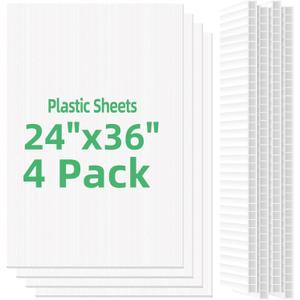 Plastic Sheets 24" x 36", 4mm Blank Yard Lawn Signs, 4 Pack Plastic Poster Board, Coroplast Sheets for Garage Yard Sale Sign, A-Frame, Warnings, Divider, Crafts, Packing (White)