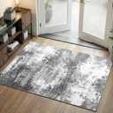 Entryway Rug 3x5 Grey Door Mat Indoor Entrance 36x60, Washable Small Throw Rugs for Kitchen Floor, Entry, Front Door, Bedroom Bedside, Non-Slip Low Pile Stain & Fade Resistant, Abstract Gray