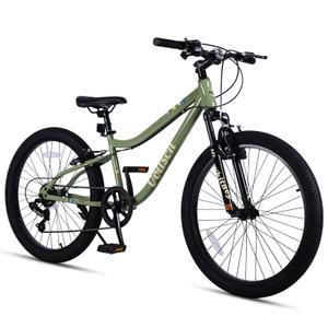 vollsch 24 Inch Kids Mountain Bike for 9-15 Years Old Boys Girls Teens 6-Speed Child MTB Bicycle with Front Suspension Fork, Sage Green