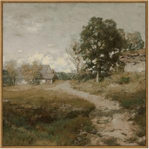 InSimSea Square Framed Canvas Wall Art, Large Decor Vintage Countryside Landscape Paintings, French Country Wall Pictures for Bedroom Living Room, Canvas Prints Farmhouse Decor 20"x20"