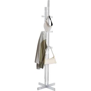Modern Acrylic Coat Rack, Freestanding Acrylic Coat Racks with 10 Hooks, Sturdy Coat Hanger Stand for Clothes Handbags Hats Scarves in Entryway Office Bedroom