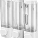 Wall Mounted Dispenser, Shower 3 Chamber No Drill, Abs White, Tanks Transparent, Bathroom Organizer Space-Saving
