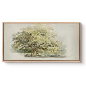 Bzstyleart Large Wood Framed Fall Wall Art Watercolor Trees Print Abstract Autumn Landscape Painting Canvas Forest Farmhouse Picture Aesthetic Room Decor Countryside Wall Decor for Living Room 20x40in