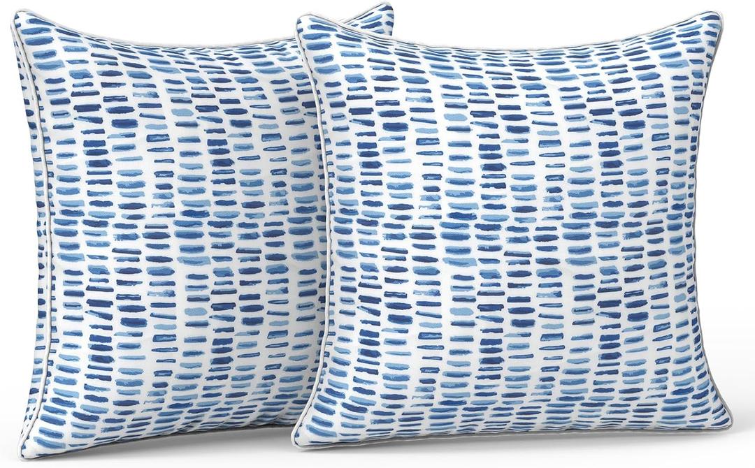 LVTXIII Outdoor Pillow Covers Set of 2, Patio Waterproof Throw Pillow Cases Fade Resistant Accent Pillow Covers for Spring Summer Garden Decoration, 16x16, Pebble Blue