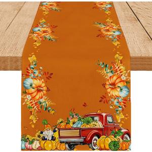 Happy Fall Table Runner Maple Leaves Seasonal Kitchen Dining Table Decoration Flag Autumn Home Party Decor 13x72 inch