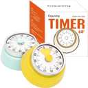 Mechanical Timer, Visual Countdown Timer, 60 Minutes Electronic Timer for Cooking, Classroom, Game, Study, Office, Magnetic Alarm Clock with Alarm Sound 