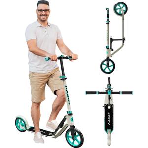 Adult Scooter with Big Wheels | Adjustable Height, Foldable Aluminum Frame | Smooth Ride for Urban Commuting and Outdoor Fun | Suitable for Teens 8-12 | 220 lbs Weight Limit