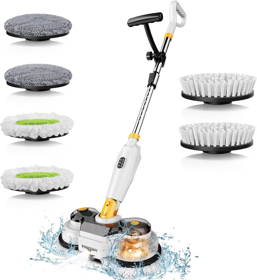 Cordless Electric Mop for Dewalt 20V Battery (NO Battery), 2 in 1 Electric Spin Mop & Electric Floor Scrubber Machine with LED Light & Water Spray,800 RPM Electric Mops for Floor