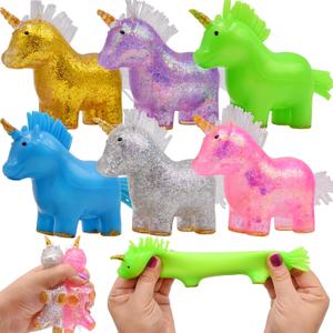 Menzcci 6 Pack Unicorn Stress Balls Toys Squeeze Squishy Toys for Christmas Stocking Stuffers Party Favors Kids Boys Girls School Classroom Valentines Day Card Prizes Gifts