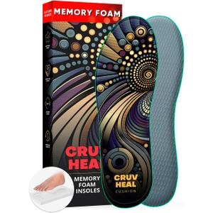CRUVHEAL Memory Foam Shoe Inserts - for Men and Women - Extra Cushion Insoles - Soft and Comfortable (Men 15 - Women 16) (Multicolor)
