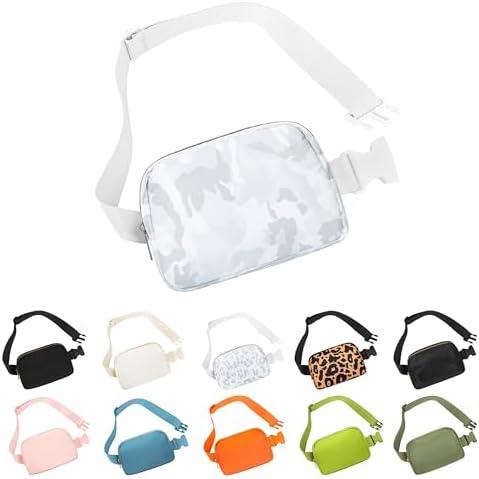 Pack Of  2 Frenou Frenou Waist Belt Bag Fashion Fanny Women Waist Pack With Adjustable Strap For Travel Running Hiking Walking Camo White
