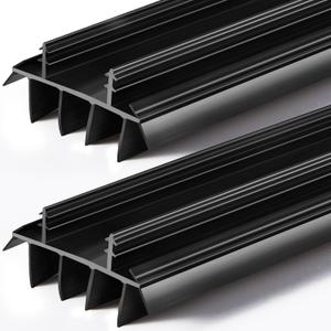 Pushglossy 2 Pcs Kerf Style Door Bottom 36" Long 1 3/4" Wide Replacement Threshold Seal with Vinyl Fins Weatherstrip Draft Stopper for Interior Exterior Doors(Black)