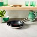 T-Fal x Jamie Oliver Nonstick Coated Stainless Steel Pans 9.5" & 11", Induction Compatible, Oven Safe up to 500F, Chef's Stainless Steel Skillet, Frying Pan, Silver