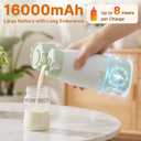 Portable Baby Bottle Warmer, 16000mAh Rechargeable Travel Milk Warmer with 7 Temp Settings, 316 Stainless Steel Fast Heating Leak-Proof Bottle Warmer for Breastmilk & Formula, Night Feeds & On the Go