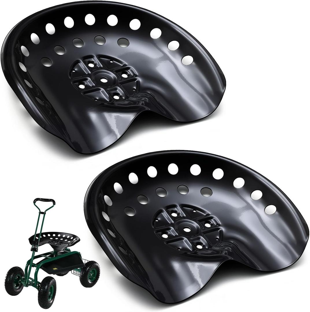 MorningRo 2 Pcs Metal Tractor Seat Vintage Tractor Seat for Lawnmower, Forklift, Farm, Home or Bar Stool (Black)
