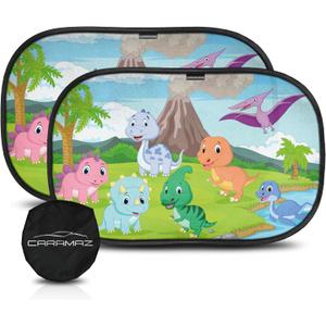 CARAMAZ Car Window Shade for Baby with Certified UV-Protection 2 Pack - 20"x12" (Dinoland)