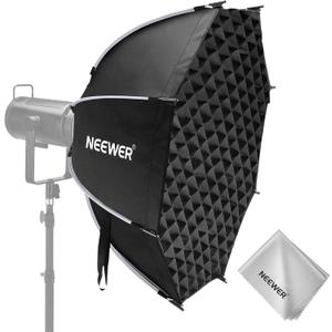 NEEWER 35.4'' Octagonal Parabolic Softbox, Bowens Mount Soft Box Compatible with Aputure 120d Compatible with Godox SL60w Q4 AS600B CB300B Q300 Light, Diffusers, Grid, Bag & Cleaning Cloth, NS92P