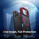 Magnetic 3 in 1 for iPhone 17 Pro Max Case, [Omni-Directional Protection] with 1x Screen Protector + 1x Camera Cover, [Seamless Work with Magsafe] Protective Silm Matte Case for iPhone 17 Pro Max Red
