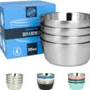 Stainless Steel Insulated Bowls for Kids and Adults - 20 Oz Double Wall Metal Bowls for Ice Cream, Soup, Cereal, Snack, Rice Dish, Camping Bowl (Stainless Steel)