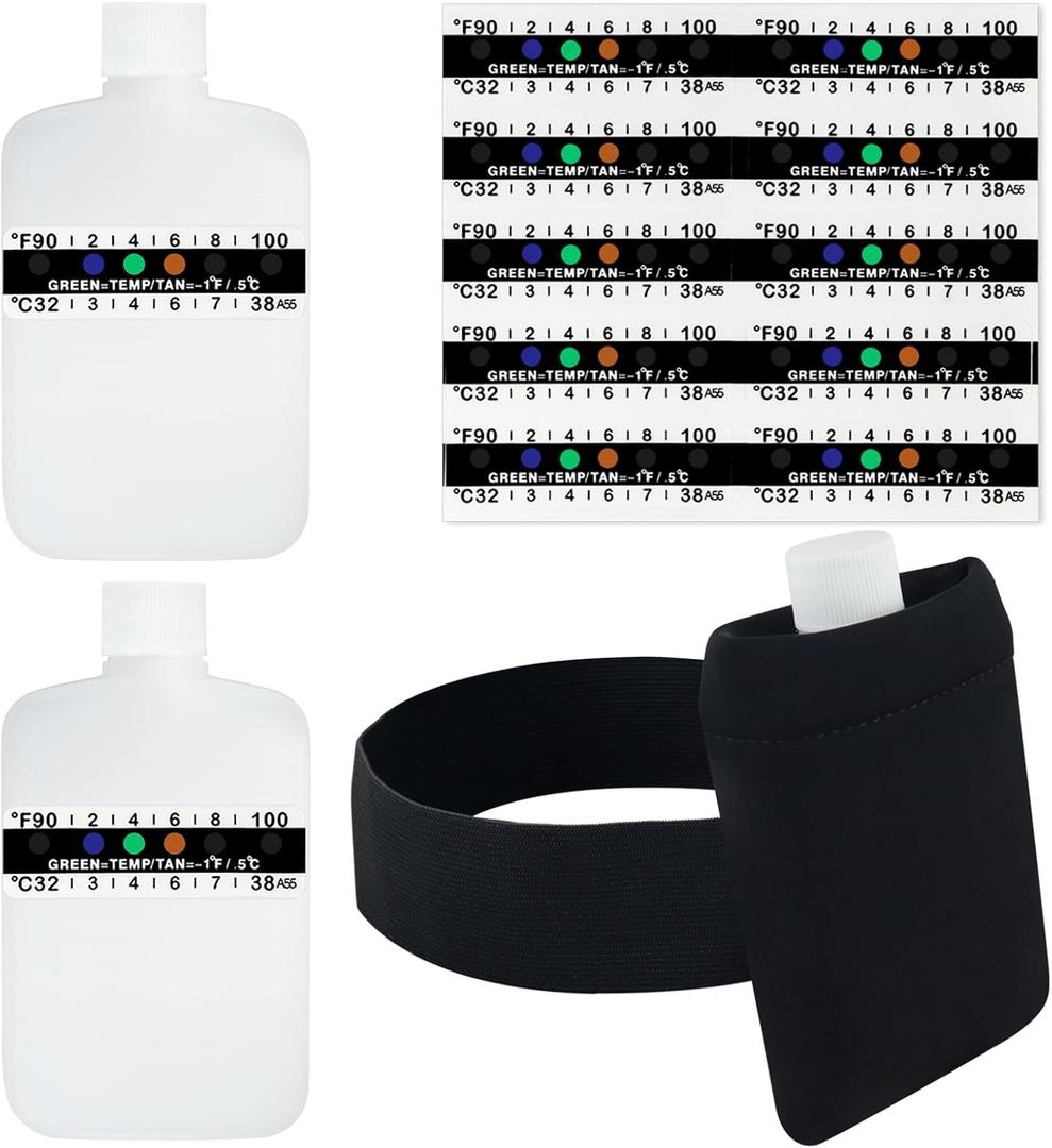 3oz Urine Test Complete Kit, 2 Smaller Translucent Portable Empty Bottle, Hidden Hi-Stretch Leg Strap and Thermal Sample Bag, 10 Temperature Test Strips, Urine Bottle Kit Test Practice at Home