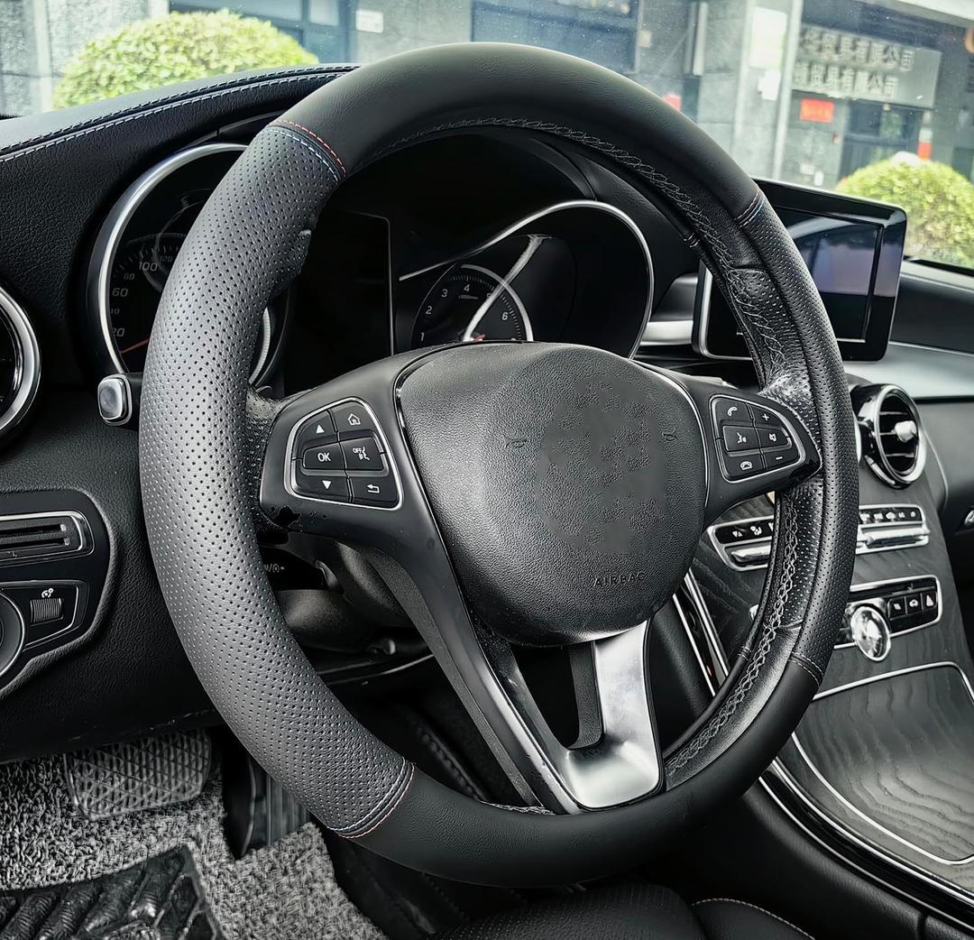 XHRING Car Steering Wheel Cover for Honda Civic Accord CRV HRV Pilot Passport Odyssey Insight Fit Ridgeline Clarity City LX EX EXL Si Hatchback Sport Hybrid Touring Accessories, 2025 Leather Color