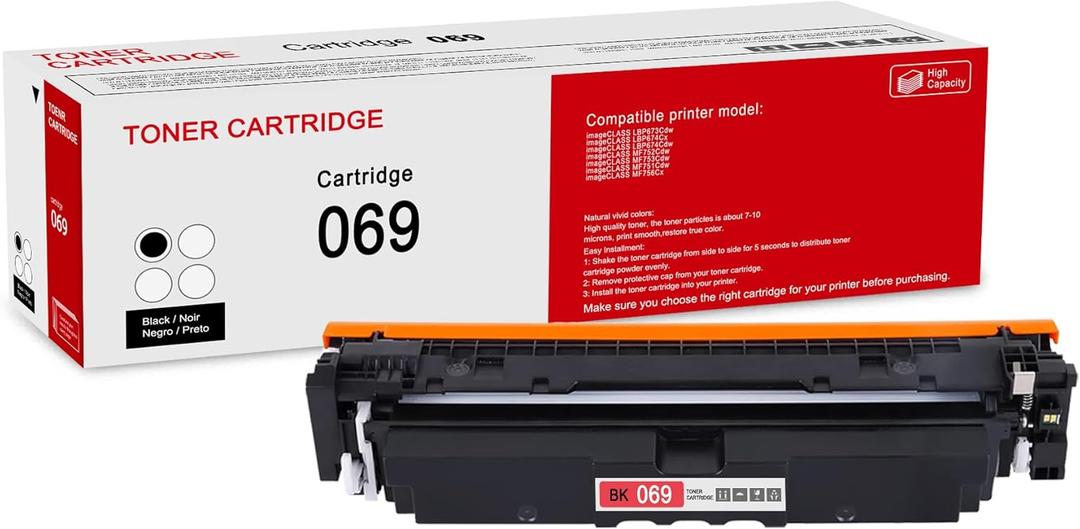 1 Pack 069 5094C001 Black Toner Cartridge 069 5094C001 Compatible 5094C001 Replacement for Canon imageCLASS LBP673Cdw LBP674Cx LBP674Cdw MF752Cdw MF753Cdw MF751Cdw MF756Cx Printer