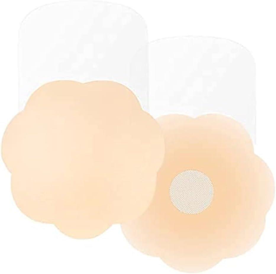 Ginmewrae Pasties Nipple Cover Breast Lift Tape Pasties Silicone Nippleless Cover Reusable Breast Tape for Women (Beige)