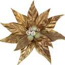 DILATATA 3 Pcs Artificial Christmas Flowers 13 Inch Glitter Poinsettia Picks Christmas Tree Ornaments Topper Decorations Bronze Poinsettias Flowers for Xmas New Year Wreath Garland Wedding Home Decor (Style 2-bronze)
