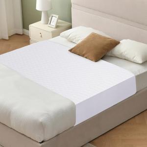 Saddle Style Washable Bed Pad for Incontinence, Waterproof and Reusable Underpad with Tuck-in Sides, Leakage & Sweat Mattress Protector for Adults, King 36x72 inch Bed Pads (2 Count,White)