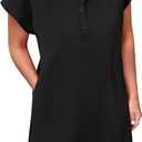 ANRABESS Women Summer Shirt Dress Casual Short Sleeve Henley Neck Mini Shift Tunic Dresses 2026 Beach Vacation Cruise Clothes (Medium, Black)