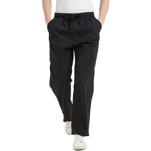 VOGRYE Scrub Pants for Men - Pants with 7 Pockets Waistband, Anti-Wrinkle Scrubs for Men (Black, XL)