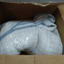 WDCOZY White King Size Quilt Bedding Set, Scalloped Farmhouse Country Rustic Lightweight Soft Coverlet, Cute Cozy Kantha Pick Stitch Bedspread, 2 Pillow Shams, Blue Edge Blue Stitching