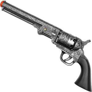 13-Inch Decorative Western Classic Revolver Style, Body SMB-110 with Ornate Engravings, Suitable for Decoration, Collecting, Costuming and Cosplay, Role-Playing, Halloween (Gray)