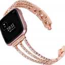 Metal bands Compatible with Fitbit Versa 3Versa 2Versa Bands Women,Adjustable Diamond Metal Elegant style Strap Replacement Compatible with Fitbit Versa 3Sense Women (Rose Gold)