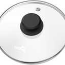 8 Inch Pan Lid For Pots Pans and Skillets, Cast Iron Skillet Lid, Tempered Glass Pan Lids Replacement, Pot Covers for Cooking, Wok, Crock Pot Lid with Stainless Steel Rim, Frying Pot Lids Only