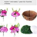 HyeFlora Artificial Mums Flowers Baskets for Outside Decoration, Fake Hanging Silk Fuchsia Flower, Faux Chrysanthemum Summer UV Resistant Realistic for Porch Yard Autumn Decor