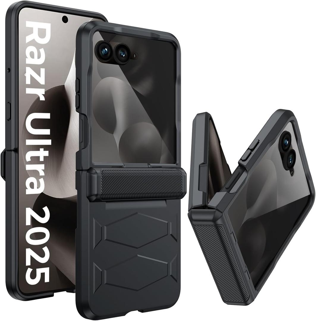 GooseBox for Motorola Razr Ultra 2025 Case,Built-in Privacy Screen Protector&Hinge Protection Shockproof All-Inclusive Smartphone Cover for Motorola Razr Ultra 2025(Black)
