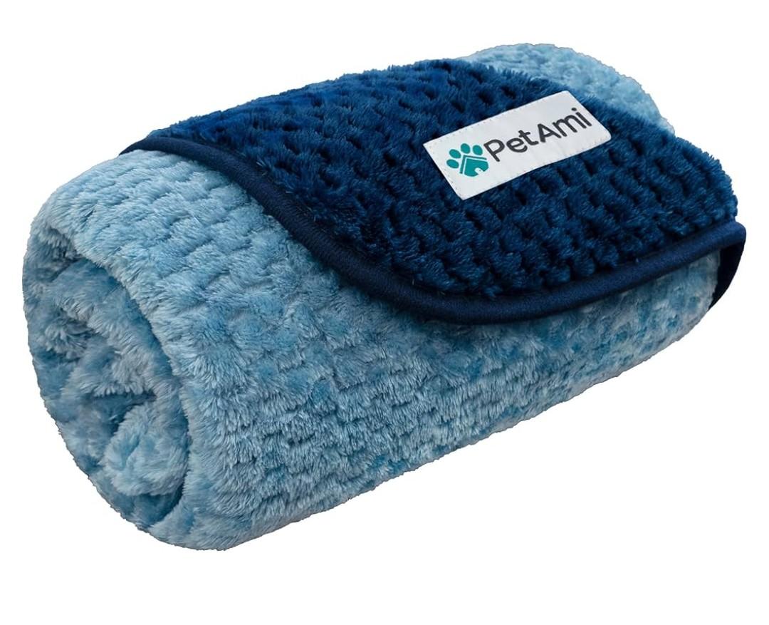 PetAmi Waterproof Dog Blanket, Leakproof Puppy Blanket for Small Medium Dogs, Furniture Sofa Couch Cover Protector, Fleece Pet Throw Indoor Cat Kitten, Reversible Washable Soft Plush, 24x32 Navy Blue