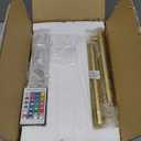 Battery Operated Wall Sconces Set of 2, Gold Wall Lamps for Bedroom with Remote Control Warm/Natural/Daylight/RGB 15 Colors Dimmable Rechargeable Wireless Globe Wall Lights Retro Living Room Hallway