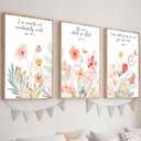 YUFXSTZV 3pcs Flower Christian Wall Art Bible Verse Wildflower Canvas Painting Boho Nursery Posters Aesthetic Religious Wildflower Wall Decor For Living Room Bedroom Home Decorations Unframed